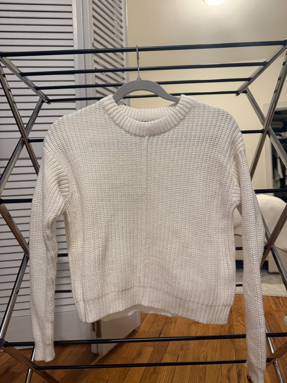 Women's Cream Knit Crewneck Sweater